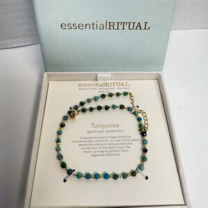 Essential RITUAL Gold Plated Sterling Silver Genuine Turquoise Beaded Anklet New